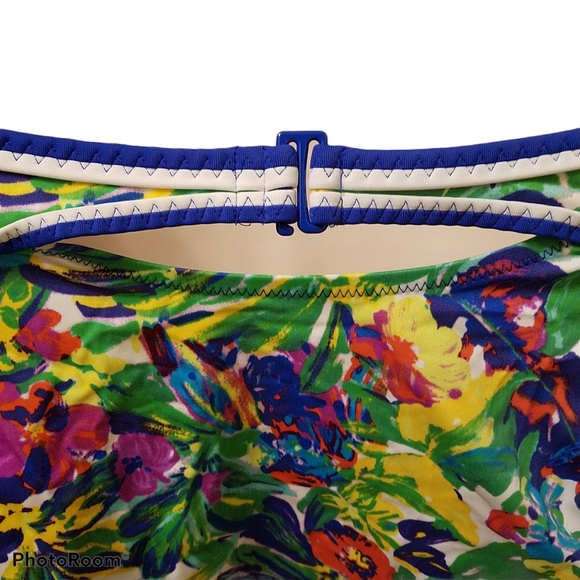 Land's End Women Tropical Floral Halter Neck Self-bra Swim Tankini Top Sz 4 NWOT - Picture 5 of 10